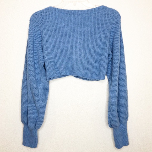 Urban Outfitters Marissa Twist Front Sweater Long Sleeve Cropped Blue Size Small - Picture 4 of 13